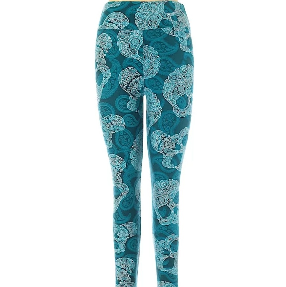 💀☠️ Teal Paisley Skulls! Lularoe OS Leggings